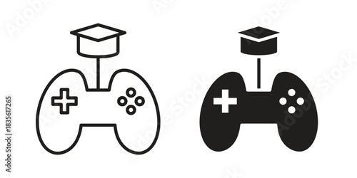 Game based learning icon. Outline, Glyph and Filled Outline Style