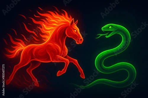 The interaction of two years of the eastern calendar - the Fire Horse and the Wooden Snake, a symbolic clash of two elements