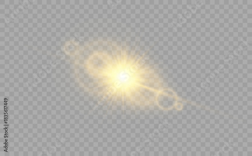 Soft golden light burst with gentle glow and scattered rays. Ideal for overlays, digital designs, festive decorations, photo effects, and creative projects needing a warm, radiant touch
