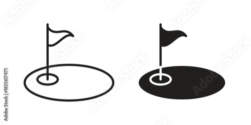 Golf yard icon. Outline, Glyph and Filled Outline Style