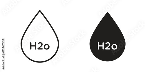 H2o icon. Outline, Glyph and Filled Outline Style