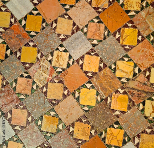 detail of a beautiful and ancient stone mosaic