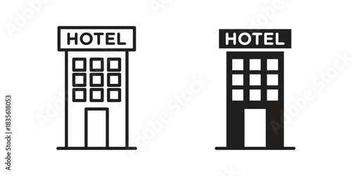 hotel icon. Outline, Glyph and Filled Outline Style
