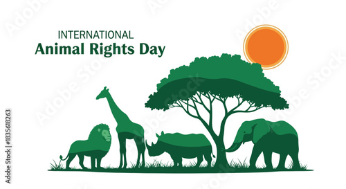 International Animal Rights Day Illustration Protect Wildlife Global Conservation