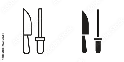 Knife sharpener icon. Outline, Glyph and Filled Outline Style