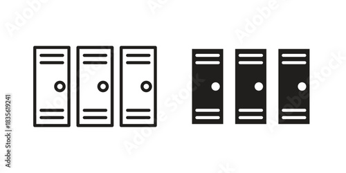 Locker icon. Outline, Glyph and Filled Outline Style