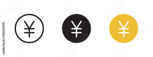 Free Download Japanese yen - JPY icon set. Global currency. World money. Round shape. Black and yellow color. Finance concept. Editable stroke. Vector illustration. Isolated on a white background. - GFXLoad