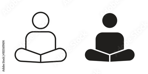 Meditating icon. Outline, Glyph and Filled Outline Style
