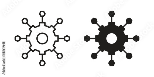 Microservices icon. Outline, Glyph and Filled Outline Style