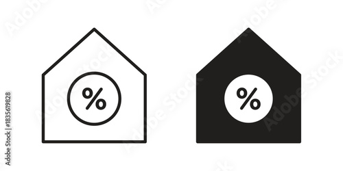 Mortgage rate icon. Outline, Glyph and Filled Outline Style