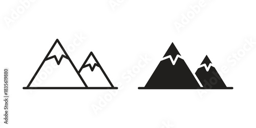 Mountain icon. Outline, Glyph and Filled Outline Style