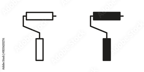 Paint roller icon. Outline, Glyph and Filled Outline Style