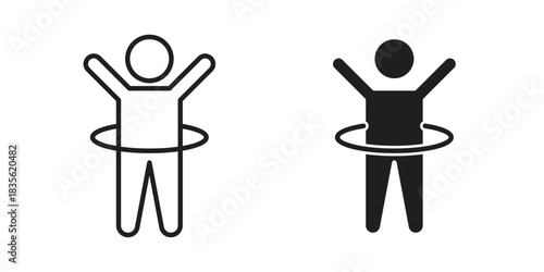 People Hula hop icon. Outline, Glyph and Filled Outline Style