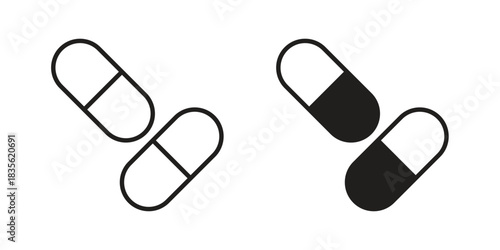 Pills icon. Outline, Glyph and Filled Outline Style