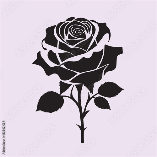  Creative rose silhouette vector design with a white background