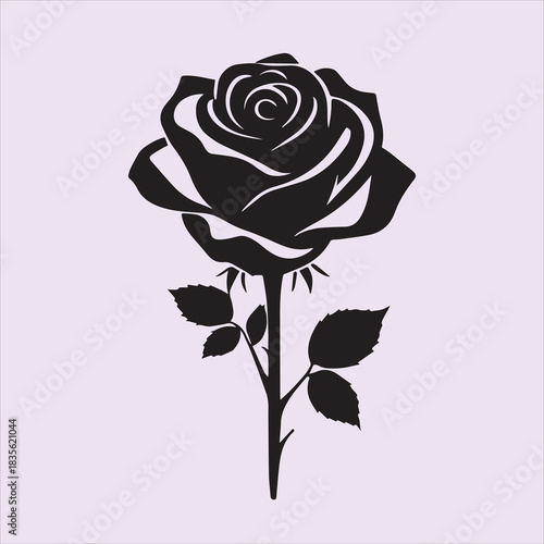  Creative rose silhouette vector design with a white background