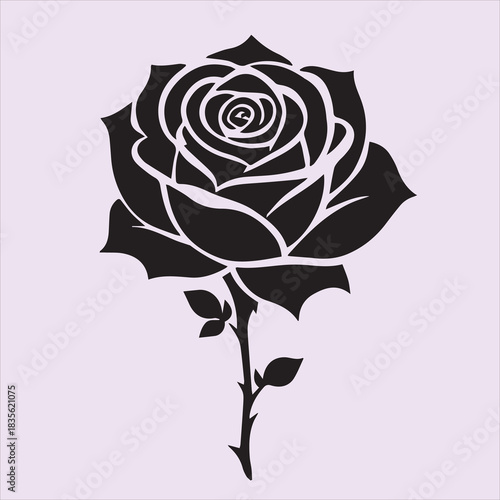  Creative rose silhouette vector design with a white background