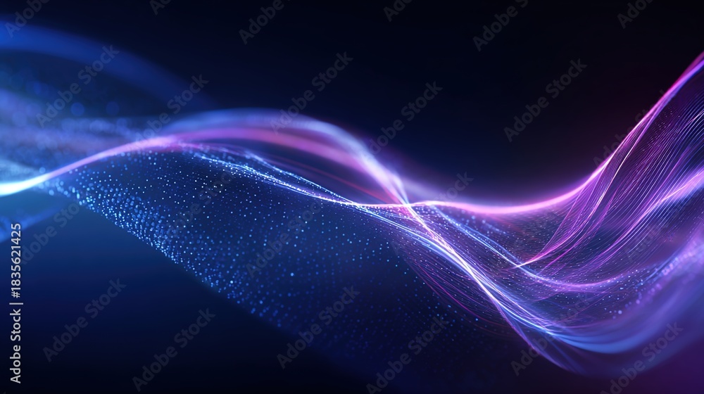 Fototapeta premium Abstract Wave in Color: An eye-catching abstract wave of vibrant colors flows gracefully against a dark backdrop, creating an artistic composition perfect for various design purposes.