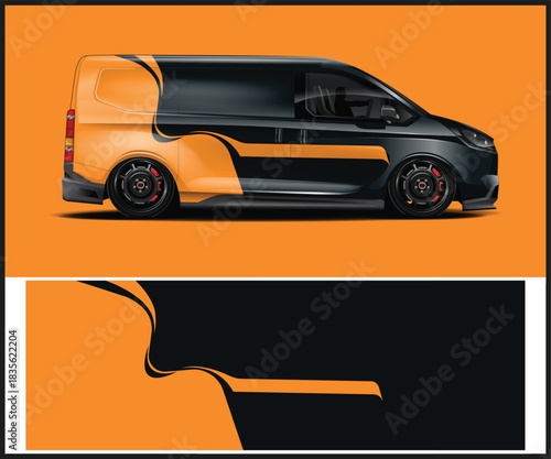 Modern van design concept with abstract color blocking and graphic elements