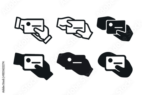 Networking Logo Variations. Networking for success. Icon set. Set Logo of networking: business card exchange. harmonious logo variations of the same emblematic