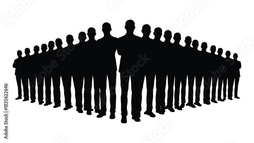 Corporate team silhouette formation isolated on white background, Vector