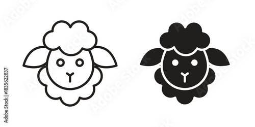 Sheep icon. Outline, Glyph and Filled Outline Style