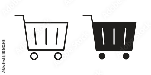 Shopping cart icon. Outline, Glyph and Filled Outline Style