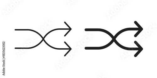 Shuffle icon. Outline, Glyph and Filled Outline Style