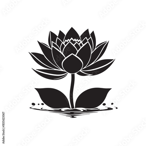 Modern Stylized Water Lily Vector Logo Icon For Clean Decorative Botanical And Spa Projects