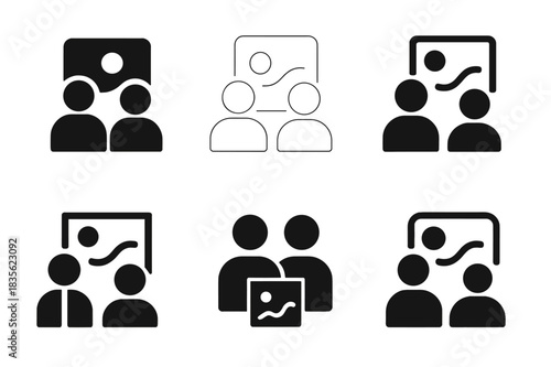 Social Media Art Icons. Social media art. Icon set. Set Logo of social media art: collaborative art feed. harmonious logo variations of the same emblematic