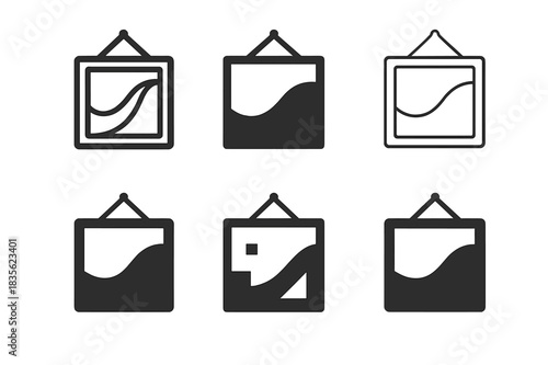 Art Installation Logos. Art installation events. Icon set. Set Logo of art installation events: conceptual art display. harmonious logo variations of the same