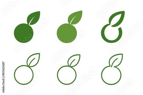 Biodegradable Icons Showcase. Biodegradable materials. Icon set. Set Logo of biodegradable materials: compostable product icon. harmonious logo variations of