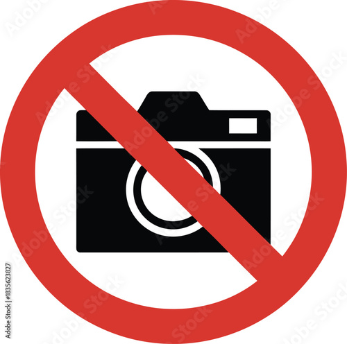No photography sign camera prohibited symbol ban photo forbidden area image restriction zone icon warning