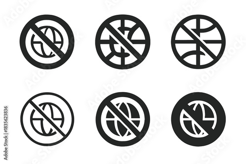 Trade Barriers Icons. Trade barriers. Icon set. Set Logo of Trade barriers: Prohibited goods symbol. harmonious logo variations of the same emblematic concept