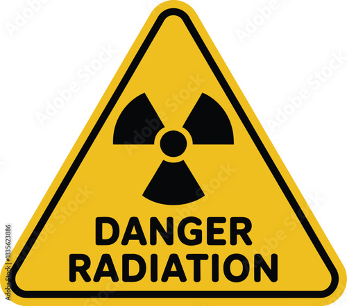 Radiation warning sign vector illustration danger symbol radioactive hazard safety precaution alert area