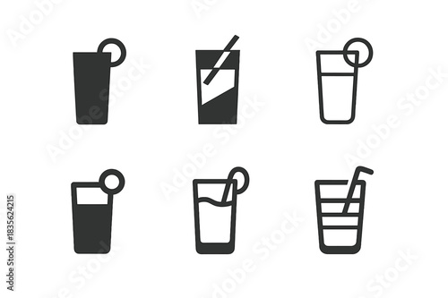 Cocktail Logo Variations. Cocktail culture. Icon set. Set Logo of Cocktail culture: Highball glass. harmonious logo variations of the same emblematic concept
