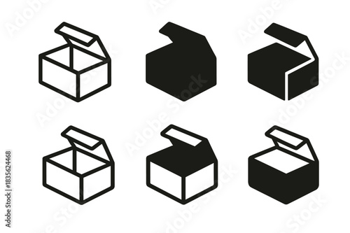 Cosmetic Box Logos. cosmetic box mockup. Icon set. Set Logo of cosmetic box mockup: folded carton box. harmonious logo variations of the same emblematic