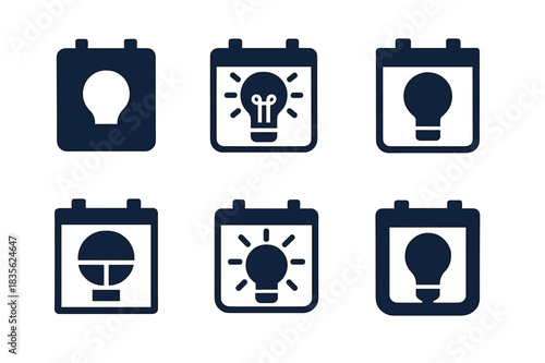 Creative Time-blocking Icons. Time-blocking for creatives. Icon set. Set Logo of time-blocking: inspiration within structure. harmonious logo variations of the