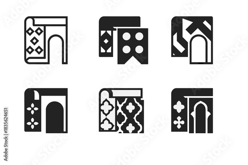 Creative Wallpaper Design Ideas. Creative Ways to Use Wallpaper in Home Decor. Icon set. Set Logo of Creative Ways to Use Wallpaper in Home Decor: accent wall