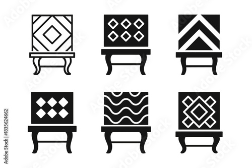 Creative Wallpaper Design Ideas. Creative Ways to Use Wallpaper in Home Decor. Icon set. Set Logo of Creative Ways to Use Wallpaper in Home Decor: accent wall