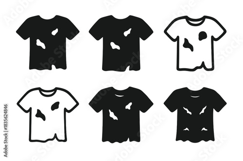 Vintage Clothing Icons. Worn-out clothing. Icon set. Set Logo of worn-out clothing: vintage fabric wear pattern. harmonious logo variations of the same