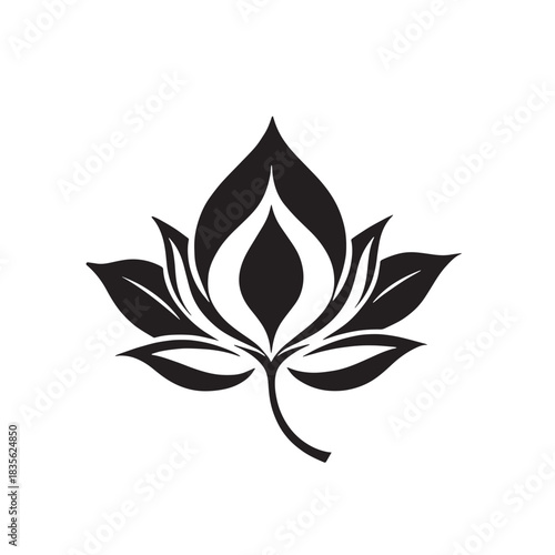 Modern Stylized Water Lily Vector Logo Icon For Clean Decorative Botanical And Spa Projects