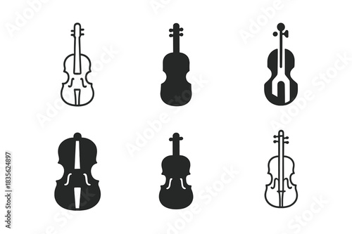 Violin Logo Variations. Classical Music. Icon set. Set Logo of Classical Music: Violin. harmonious logo variations of the same emblematic concept (Minimal