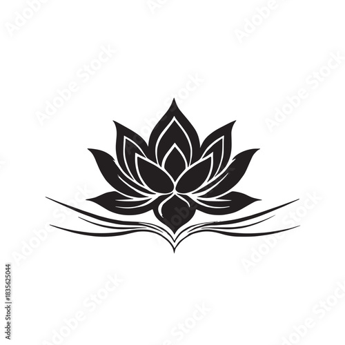 Modern Stylized Water Lily Vector Logo Icon For Clean Decorative Botanical And Spa Projects