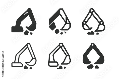 Disaster Recovery Logos. Assisting at disaster recovery sites and debris removal. Icon set. Set Logo of assisting at disaster recovery sites and debris