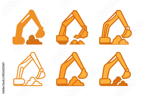 Disaster Recovery Logos. Assisting at disaster recovery sites and debris removal. Icon set. Set Logo of assisting at disaster recovery sites and debris