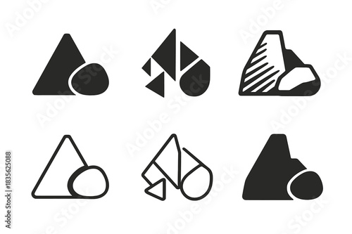 Diverse Logo Designs. Raw. Icon set. Set Logo of raw: raw materials icon. harmonious logo variations of the same emblematic concept, each with different