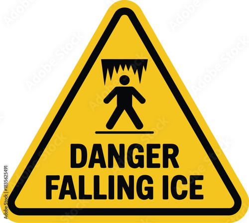 Danger falling ice sign vector illustration safety warning symbol icicles risk alert caution winter weather 97953925029