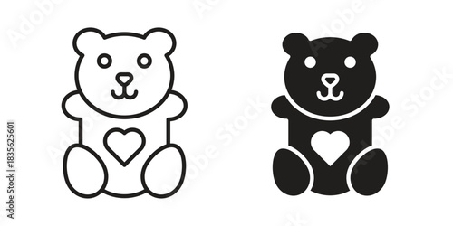Teddy bear icon. Outline, Glyph and Filled Outline Style