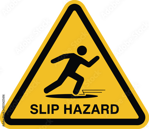 Slip hazard warning sign caution slippery floor accident prevention safety workplace alert attention area